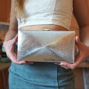 Vintage silver metallic clutch/cross body